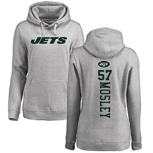 New York Jets Ash Women C.J. Mosley Backer NFL Football #57 Pullover Hoodie Sweatshirts->women nfl jersey->Women Jersey